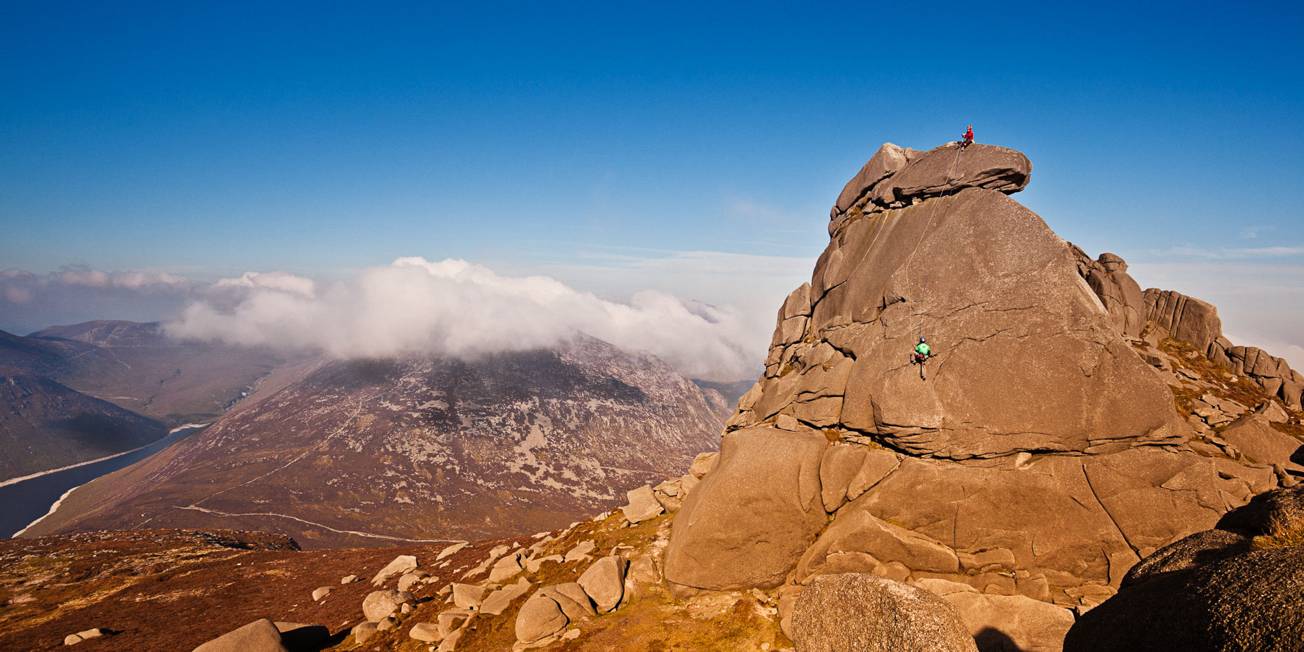 Mountain climbing in the Mourne Mountains, Northern Ireland