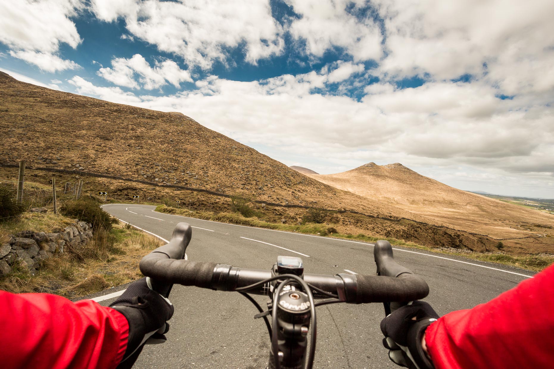 Racing around on a bicycle in the Mourne Mountains